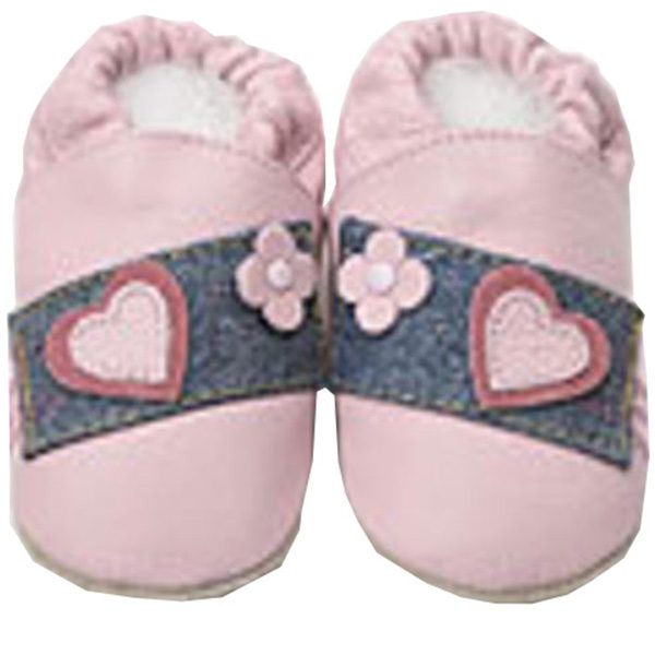 ShooShoos rosa mit rosa Schmetterling und Herz auf Jeansstoff