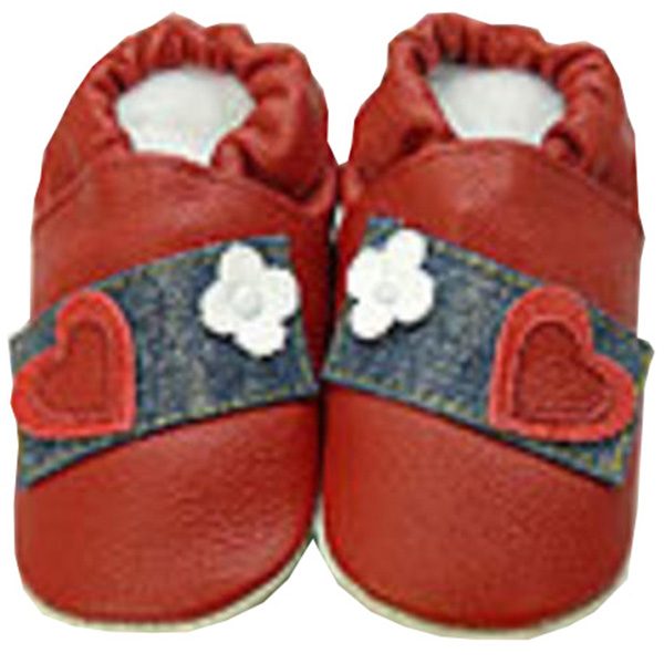 ShooShoos rot mit Jeans-Band mit rotem Herz und weissem Blümchen
