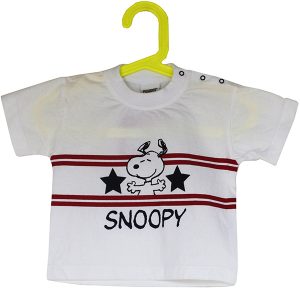 T-Shirt Snoopy mit Knöpfen, weiss