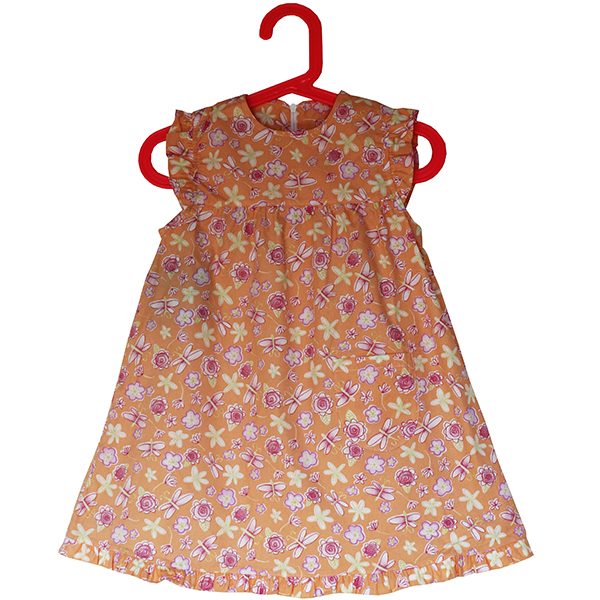 Kleid mit Blumen, apricot