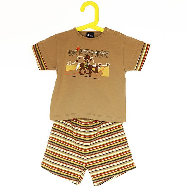 Set T-Shirt + Shorts Mickey Mouse "Wild West Cowboy", beige/gestreift