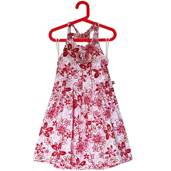 Neckholderkleid Minnie Maus mit Blumen, pink
