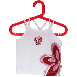 Mini T-Shirt Minnie Maus mit Glitzerblume, weiss