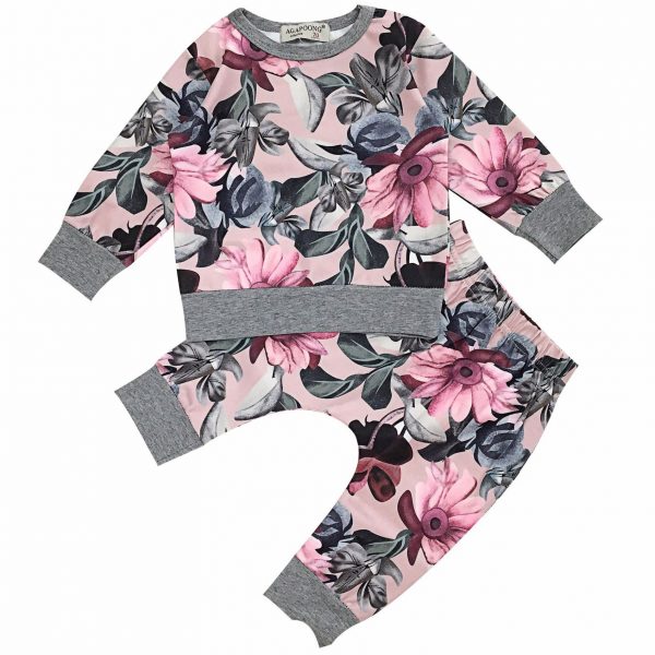 Set Langarmshirt mit Hose Blumen