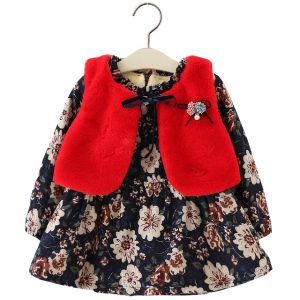Kleid mit Weste Rot