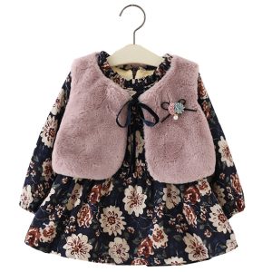 Kleid mit Weste Altrosa