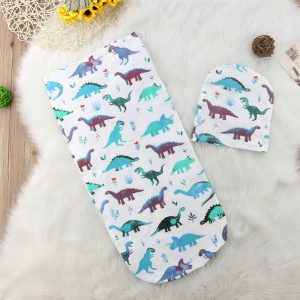 Babydecke mit Mütze Dinosaur