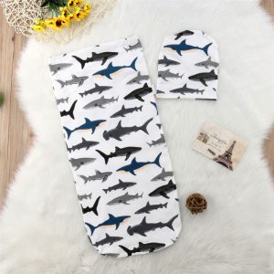 Babydecke mit Mütze Sharks